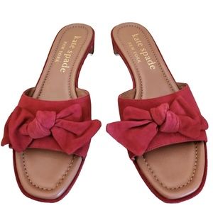 Kate Spade Red Suede Sandals with Bow Size 9 NWOB